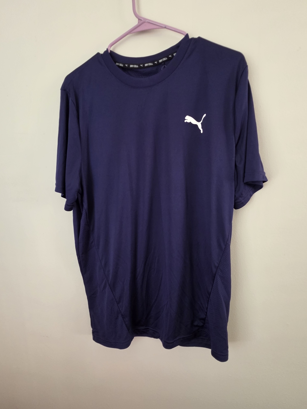 Puma Men's Dark Blue Crew Neck Performance Tee with White Logo